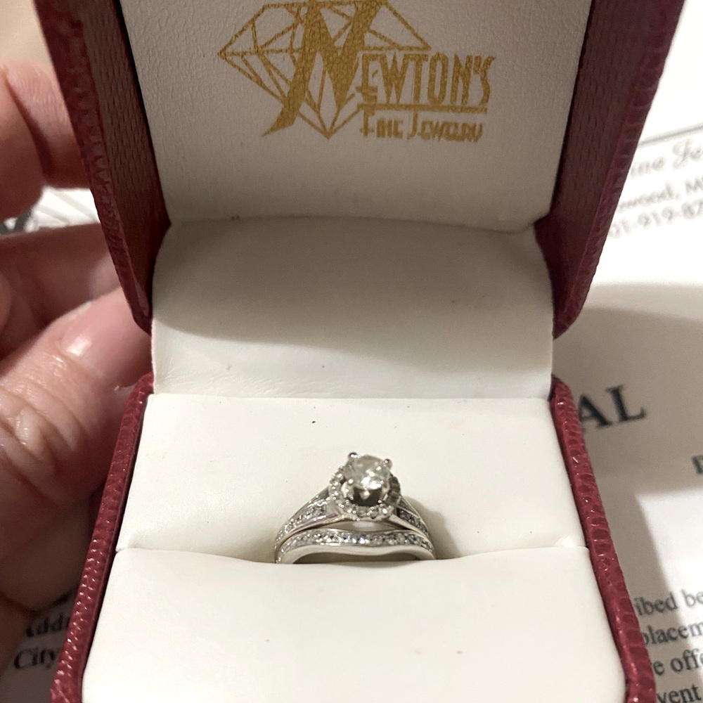 Size 2.5. 14k white gold bridal set. 2012 purchase appraisal attached.